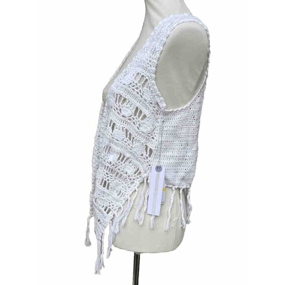 O'Neill Women's Winona White Crochet Fringe Vest Size M - Picture 5 of 12